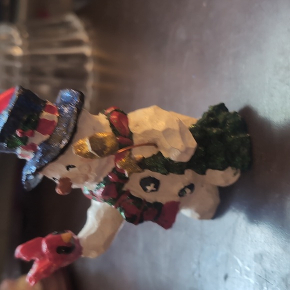 AVAILABLE - VTG Folk Art Snowman with Cardinal, Star and Tree. - Picture 6 of 6